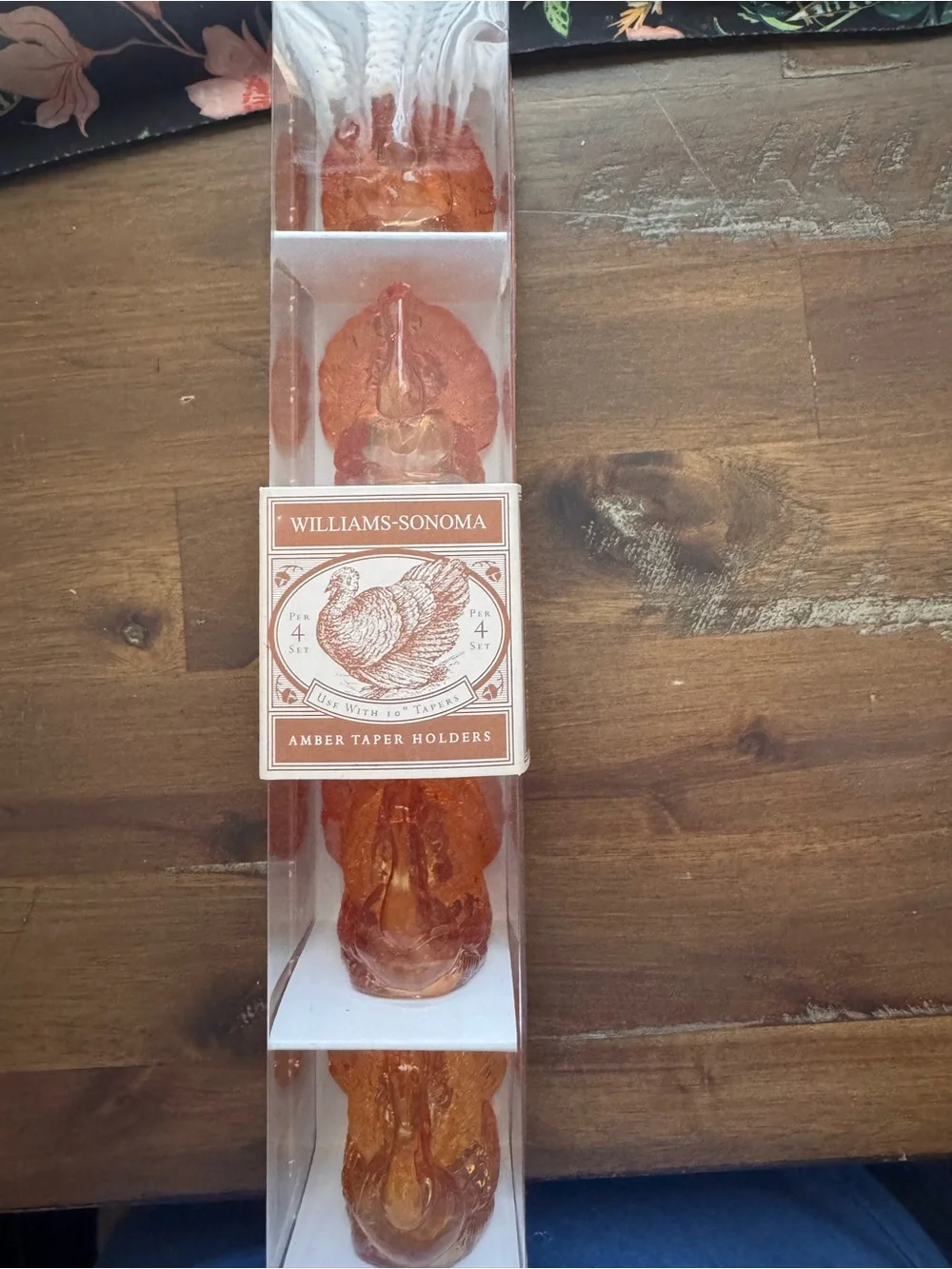 Williams Sonoma Amber Glass Taper Holders - Amber Orange Set